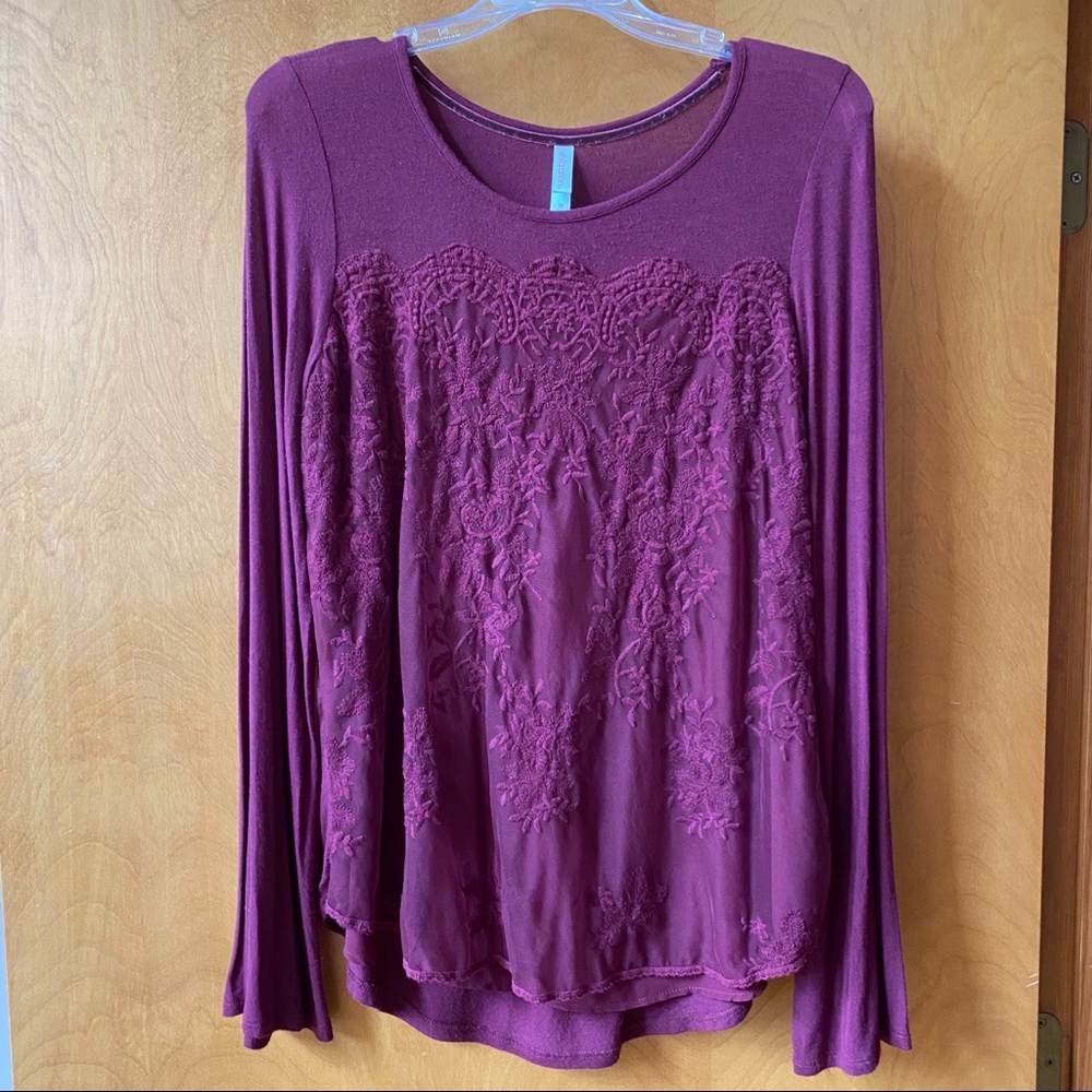 Xhilaration Long Sleeve Maroon Blouse